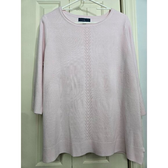 Karen Scott Womens Light Pink Sweater OX 14-16 3/4 Sleeve Acrylic Knit - Picture 1 of 5
